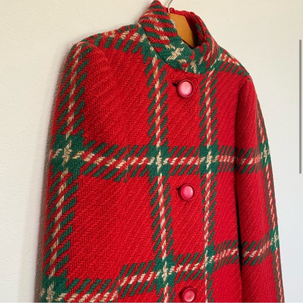 INSANE VINTAGE 1950'S PLAID WOOL CAPE - Picture 4 of 11